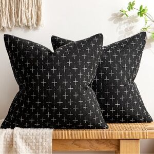 MIULEE Pack Of 2 Decorative Burlap Linen Throw Pillow Covers 20in x 20in